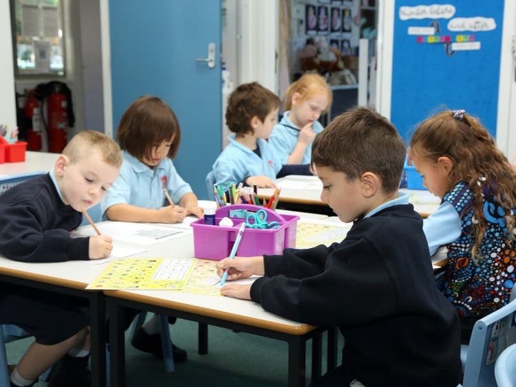 Students working in class