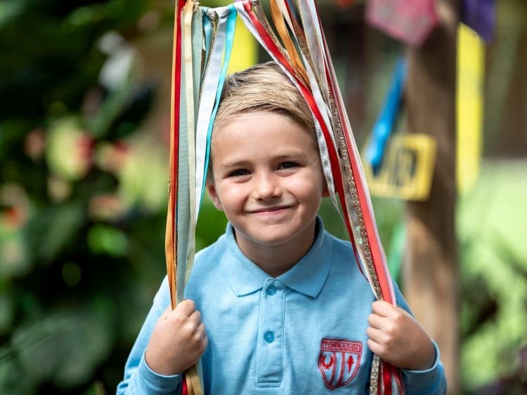 Student with ribbons